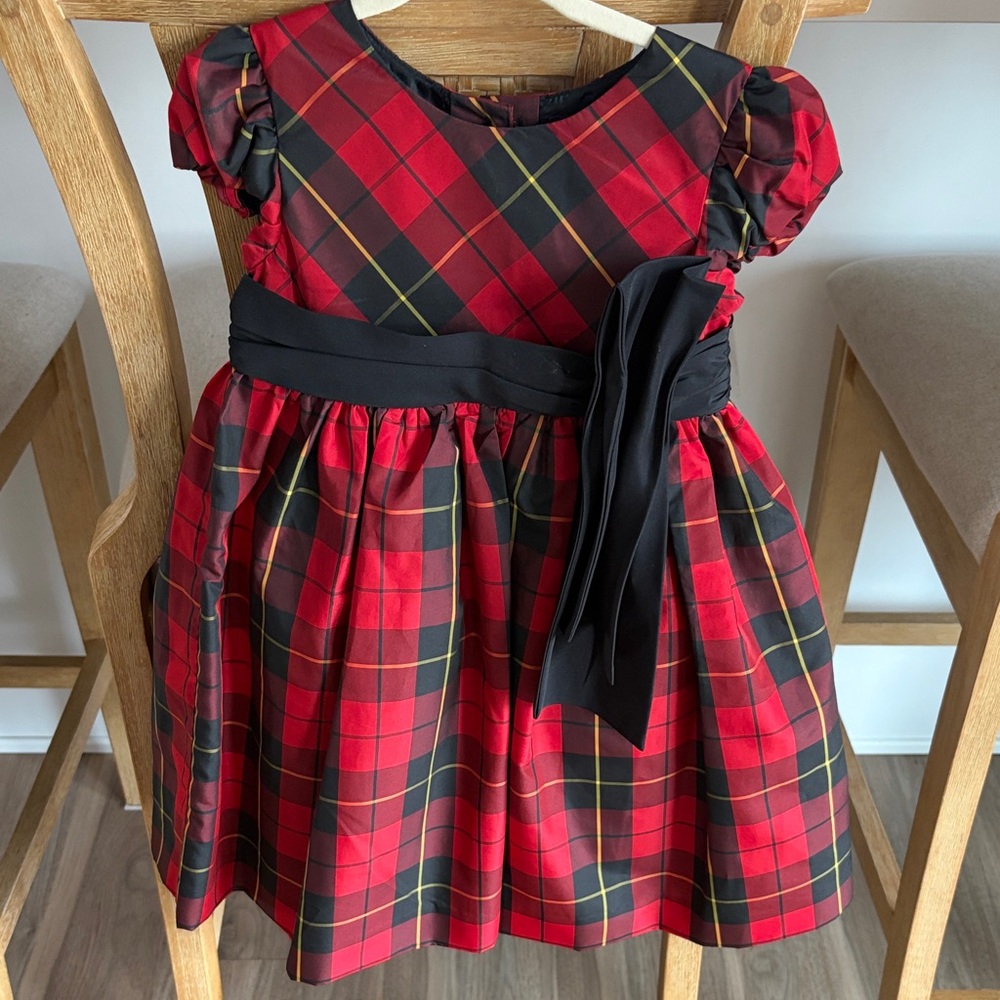Ralph Lauren Red and Black Plaid Kids Formal Dress